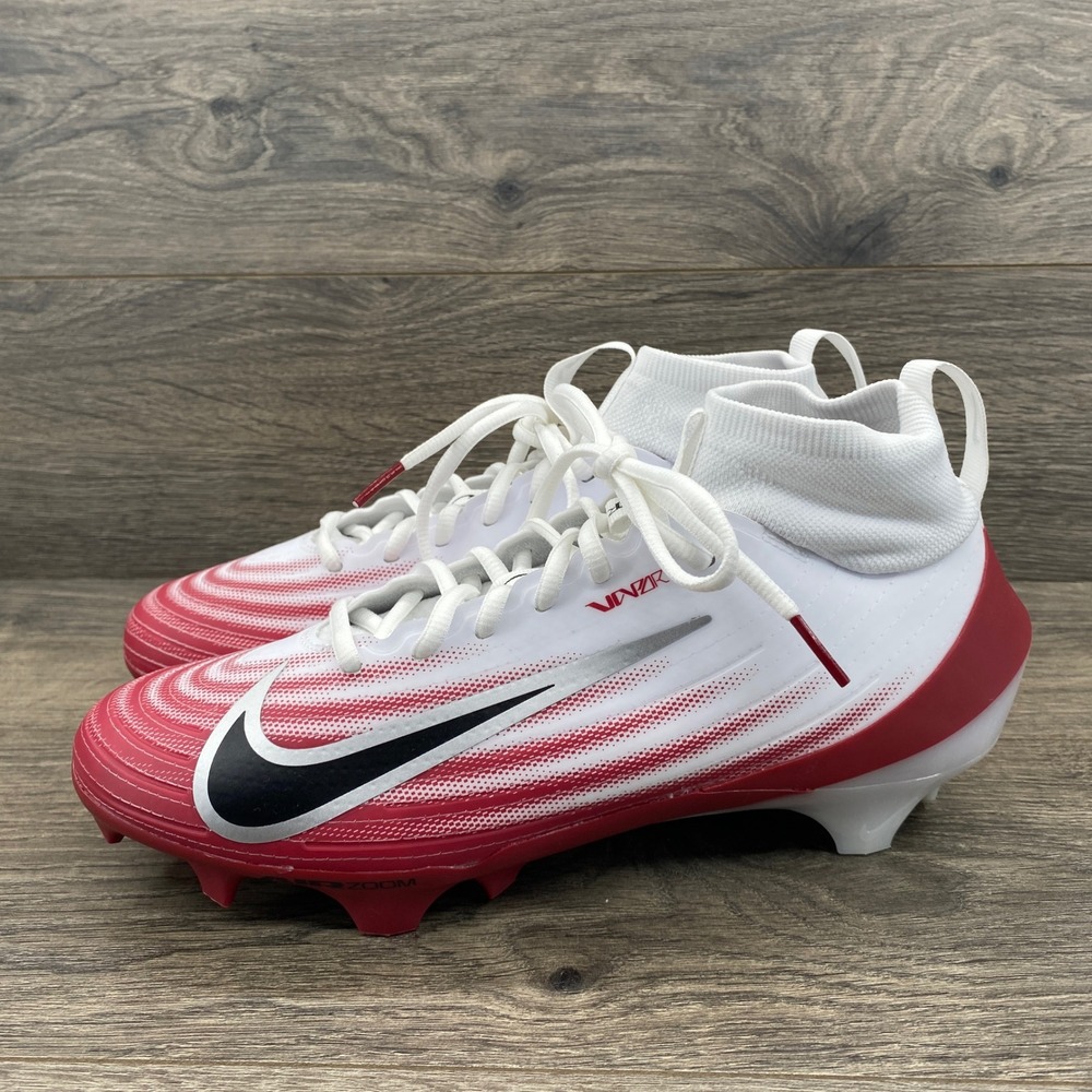 Nike Vapor Edge Pro 360 2 Football Cleats Mens 8 White Red HM8850 Molded Cleats